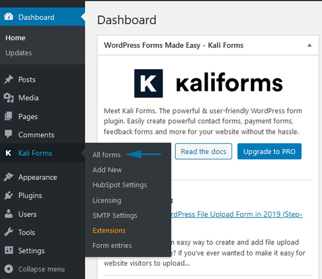 Access All Forms in Kali Forms