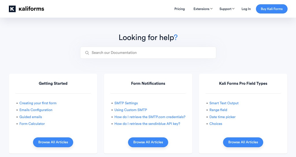 Kali Forms Support